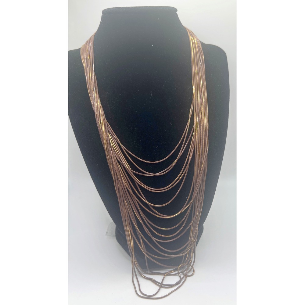 Louisa Liquid Metal Bronze Multi-Strand (20 strands) Necklace 18" + 3" extender